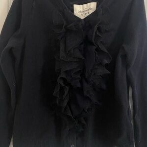 Abercrombie & Fitch Elegant Navy Ruffle Cardigan